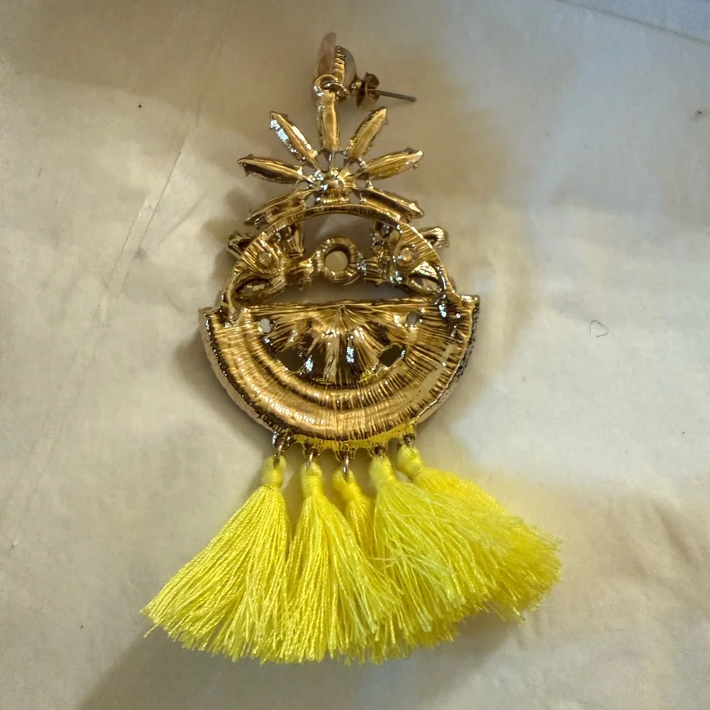 Anna & Ava Gold and Yellow Tassel Earrings